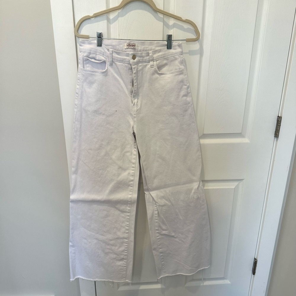 Vibrant High Rise White Jeans Full Length